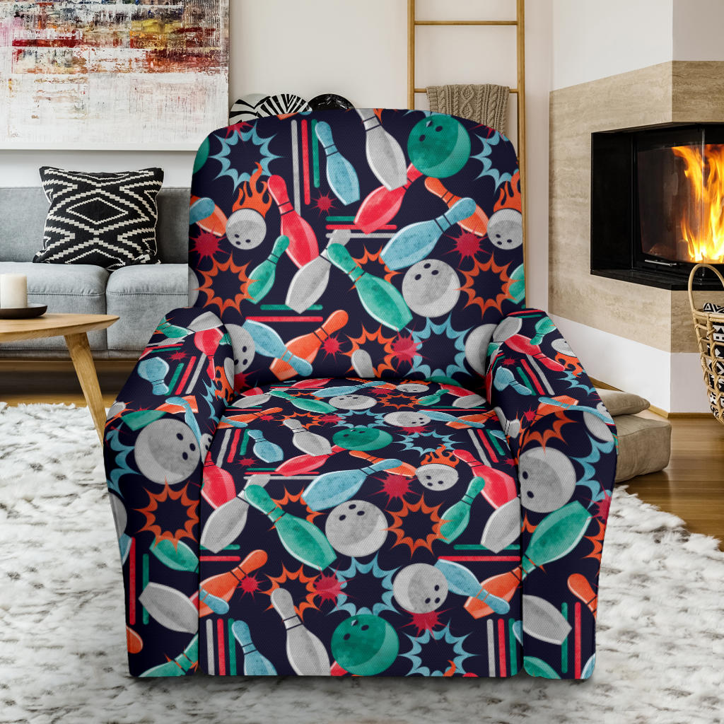 Bowling Pattern Print Design 08 Recliner Slipcover with Pocket