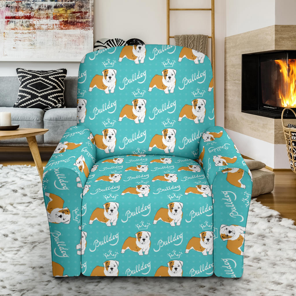 Bulldogs Pattern Print Design 05 Recliner Slipcover with Pocket