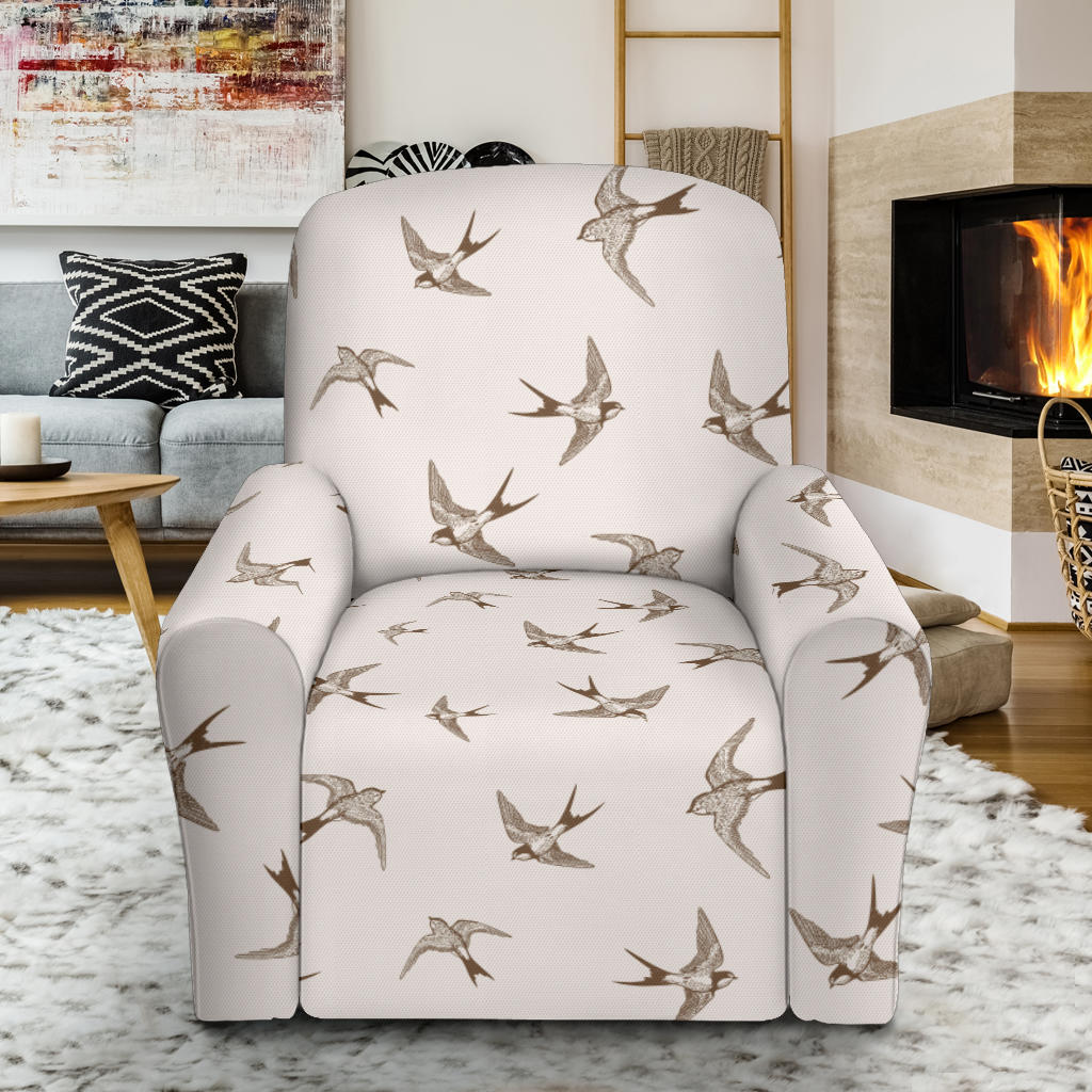 Swallow Bird Pattern Print Design 01 Recliner Slipcover with Pocket
