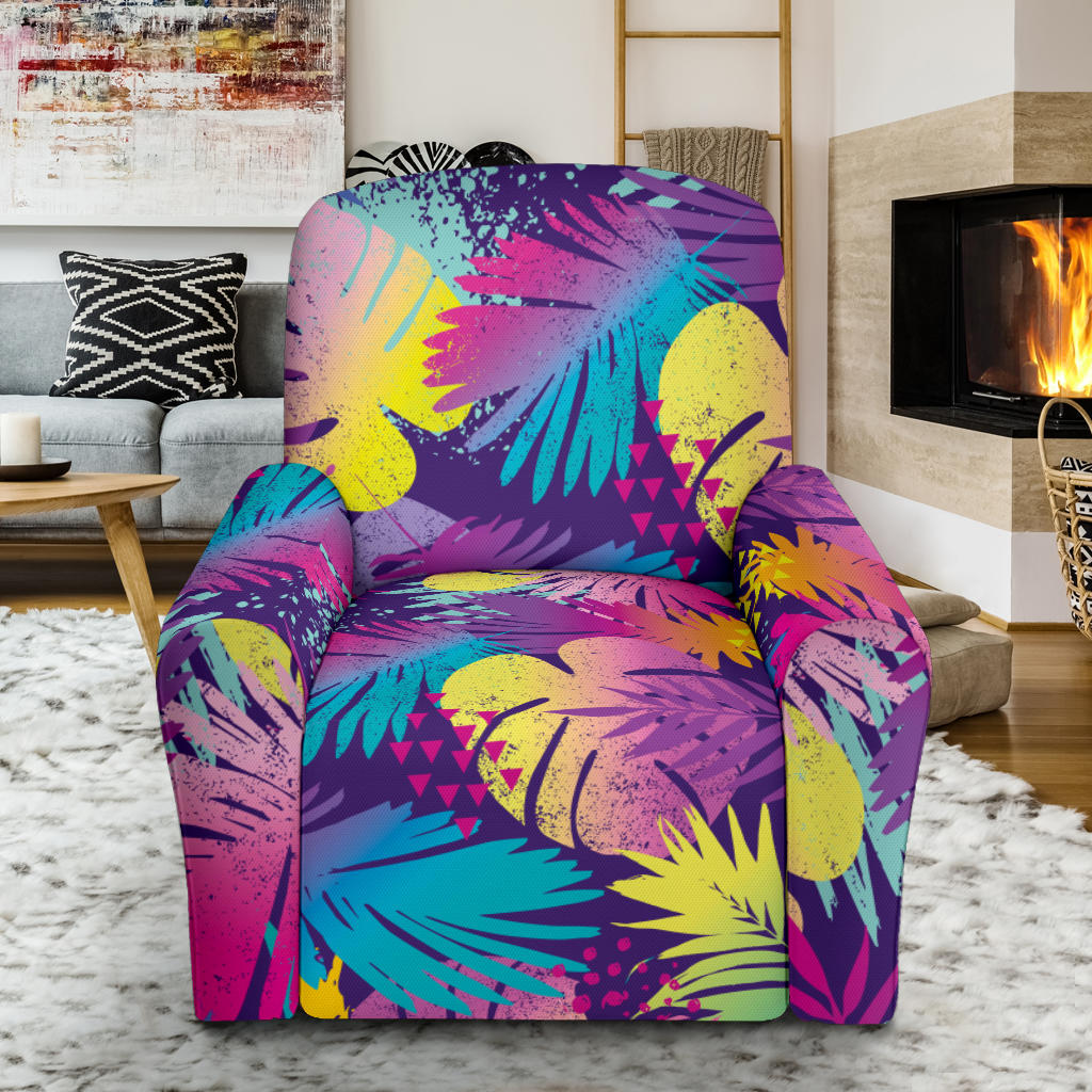Palm Leaf Pattern Print Design A04 Recliner Slipcover with Pocket