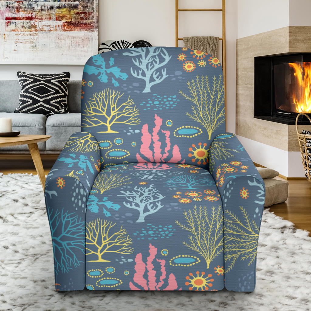 Seaweed Print Design LKS304 Recliner Slipcover with Pocket