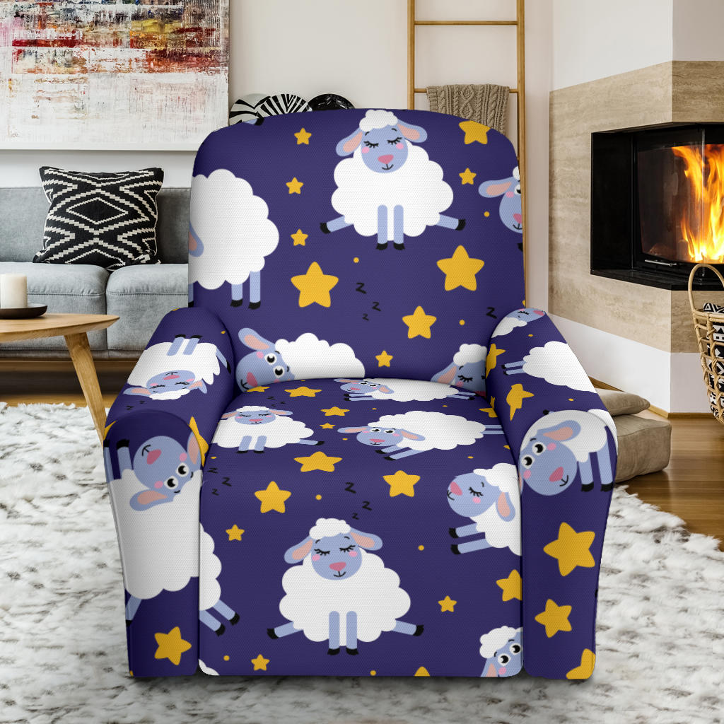 Sheep Pattern Print Design 03 Recliner Slipcover with Pocket