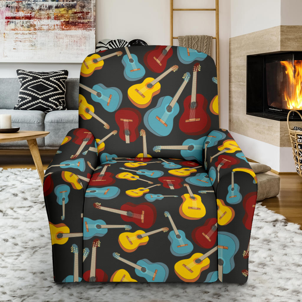 Acoustic Guitar Pattern Print Design 01 Single Sofa Slipcover