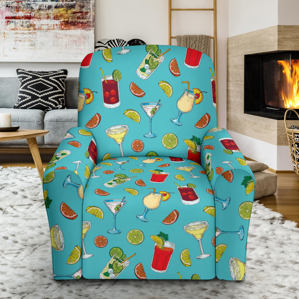 Cocktail Pattern Print Design 05 Recliner Slipcover with Pocket