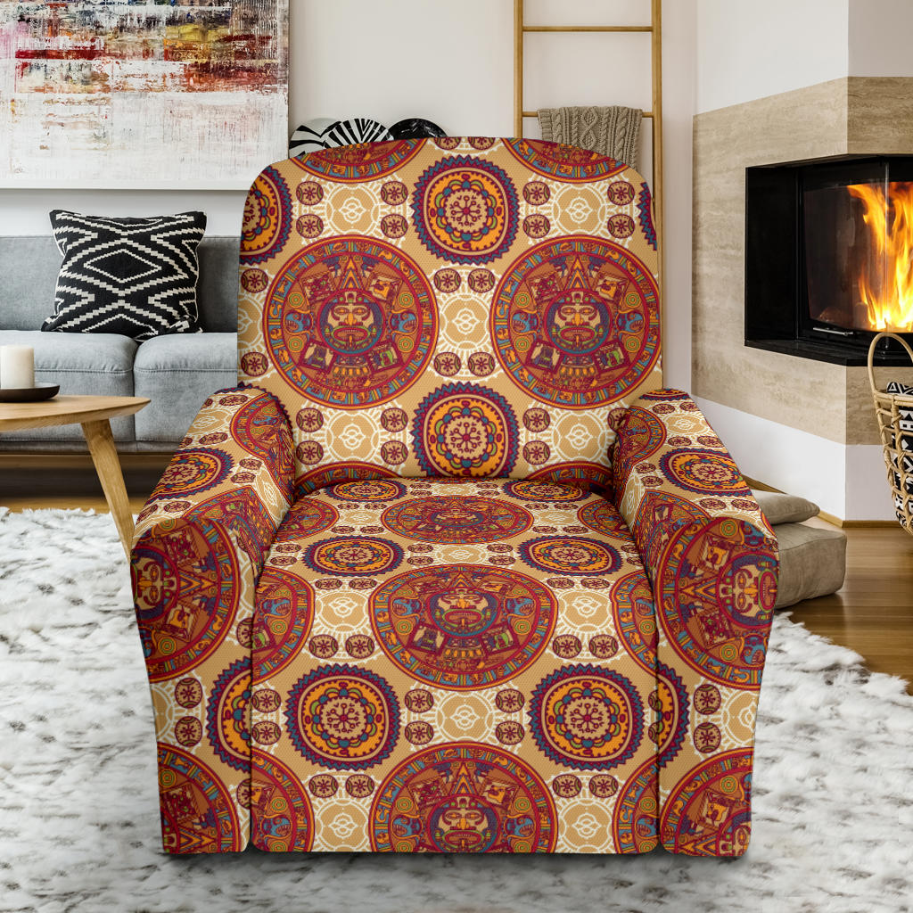 Calendar Aztec Pattern Print Design 01 Recliner Slipcover with Pocket