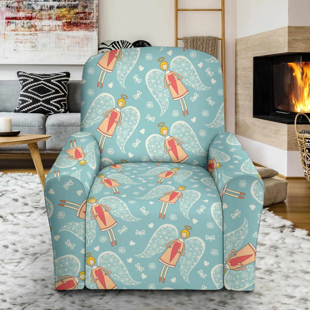 Angel Pattern Print Design 01 Recliner Slipcover with Pocket