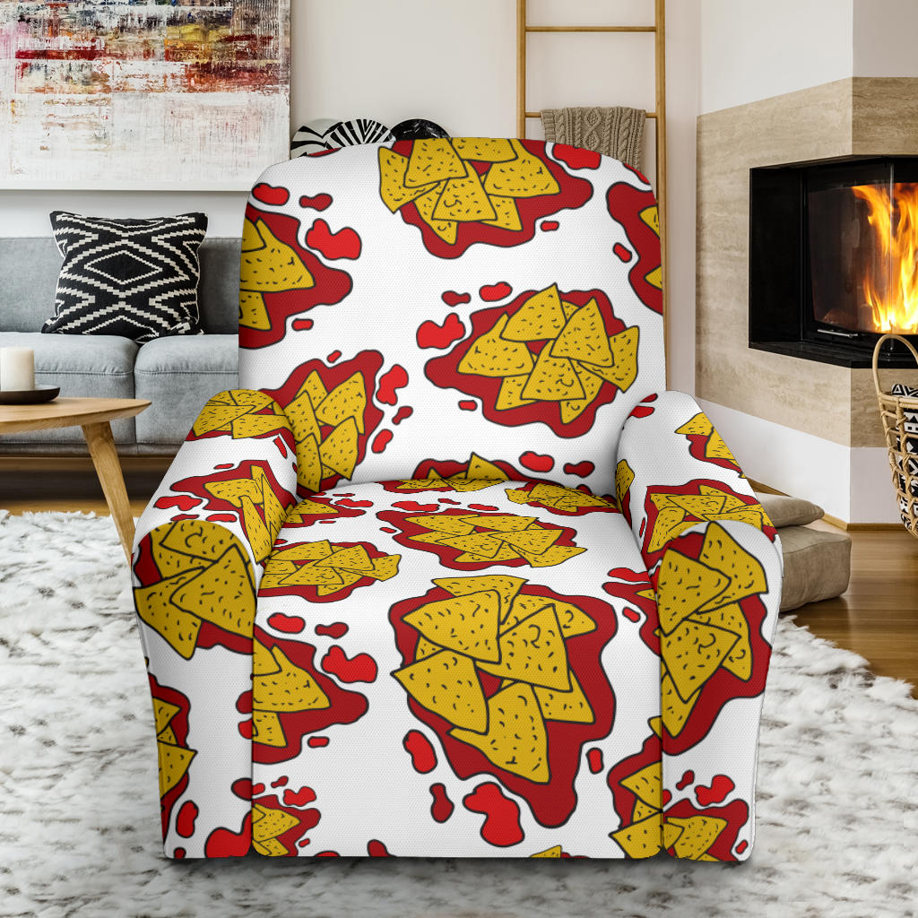 Nachos Pattern Print Design A03 Recliner Slipcover with Pocket