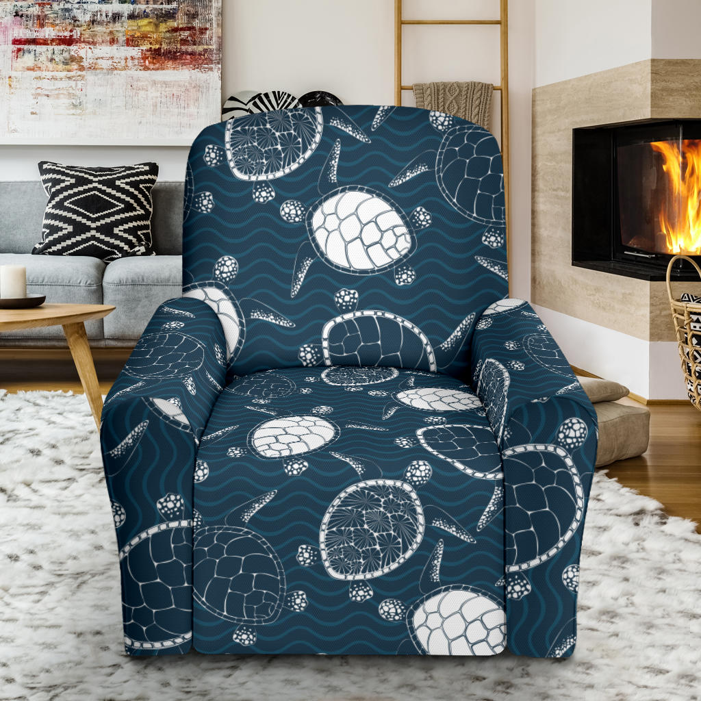Sea Turtle Print Design LKS3015 Recliner Slipcover with Pocket