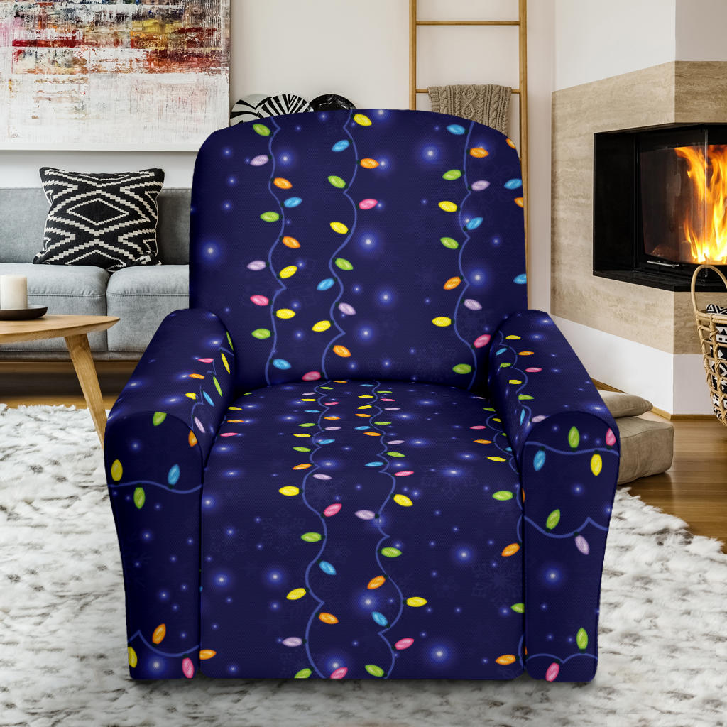 Christmas Light Pattern Print Design 03 Recliner Slipcover with Pocket