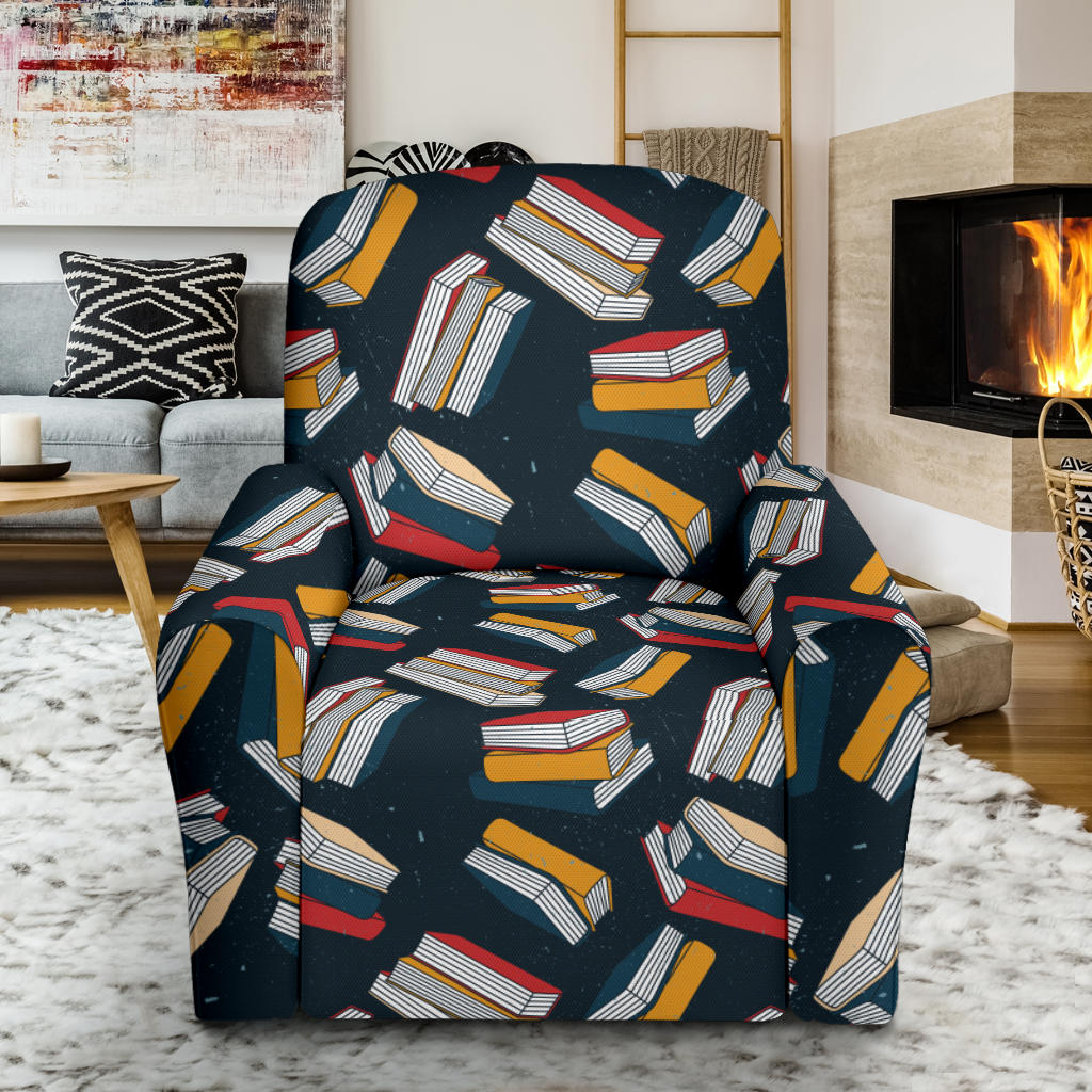 Book Pattern Print Design 07 Recliner Slipcover with Pocket