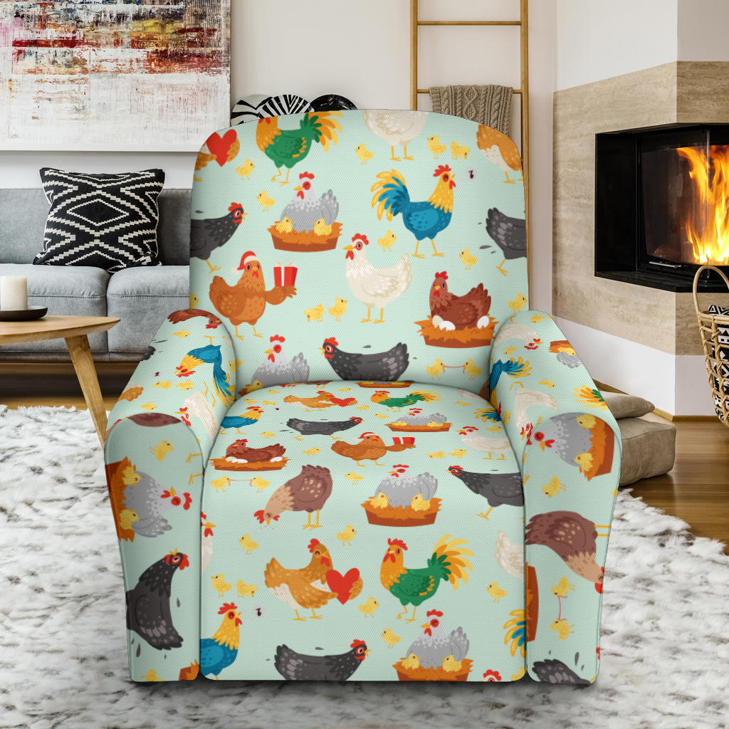 Chicken Pattern Print Design 07 Recliner Slipcover with Pocket