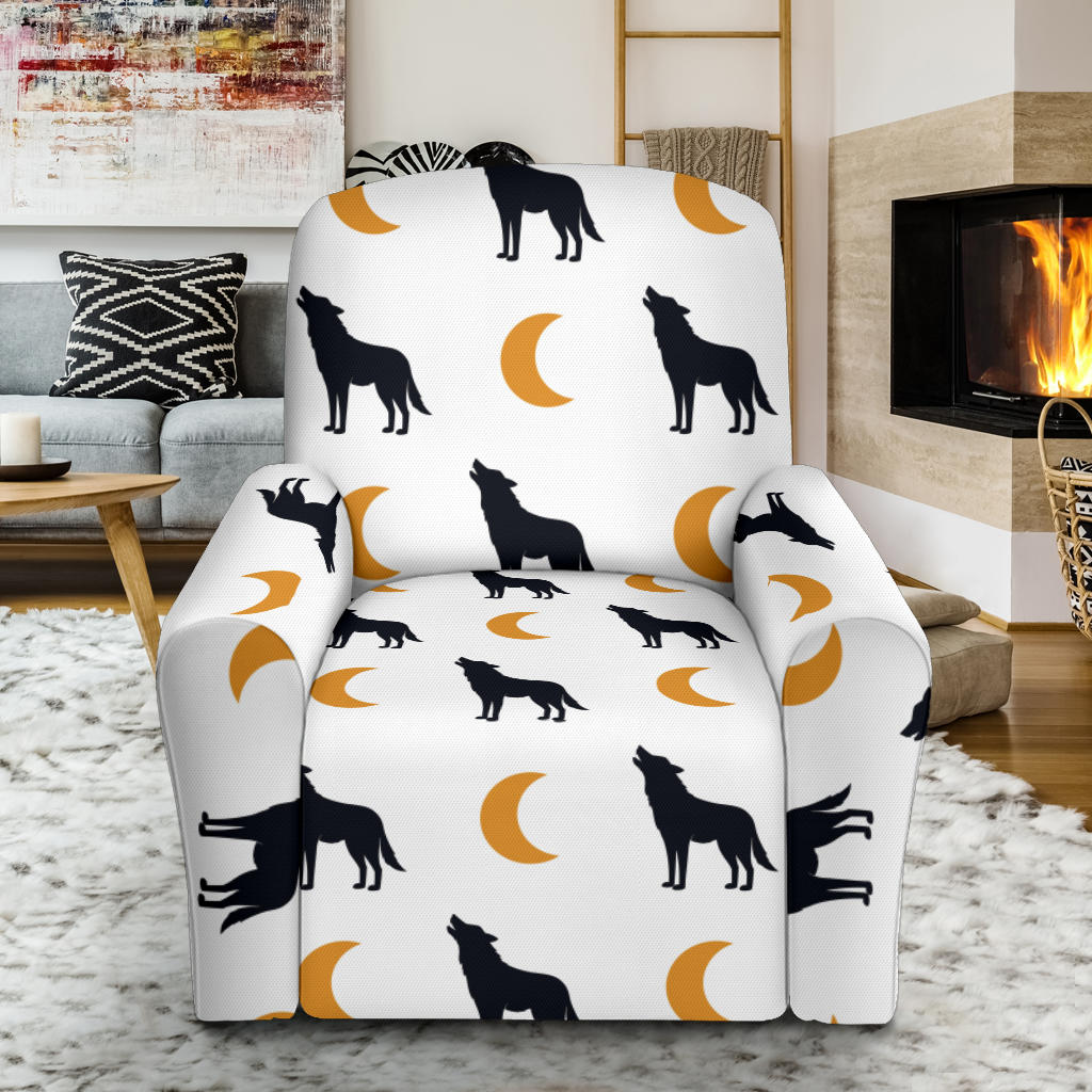Wolf Moon Print Design LKS302 Recliner Slipcover with Pocket