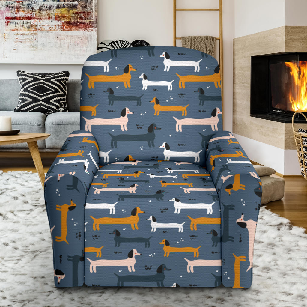 Dachshund Pattern Print Design 012 Recliner Slipcover with Pocket