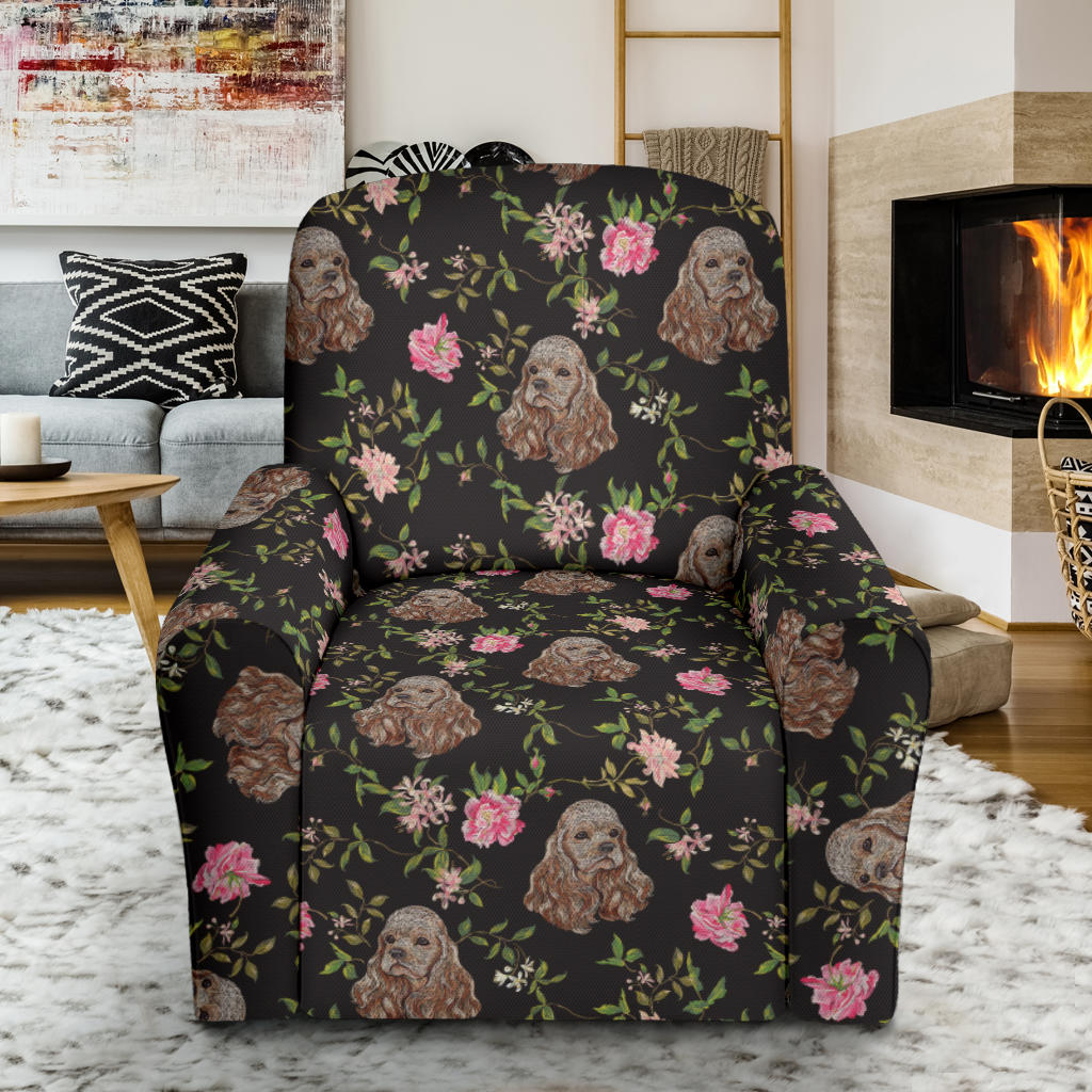 Cocker Pattern Print Design 03 Recliner Slipcover with Pocket