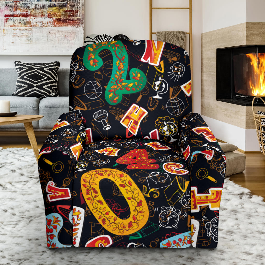 Number Pattern Print Design A03 Recliner Slipcover with Pocket