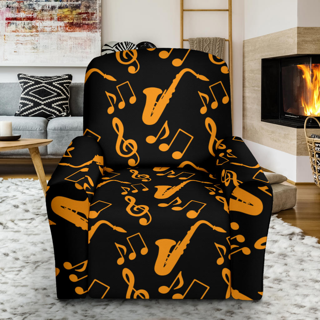 Saxophone Pattern Print Design 02 Recliner Slipcover with Pocket