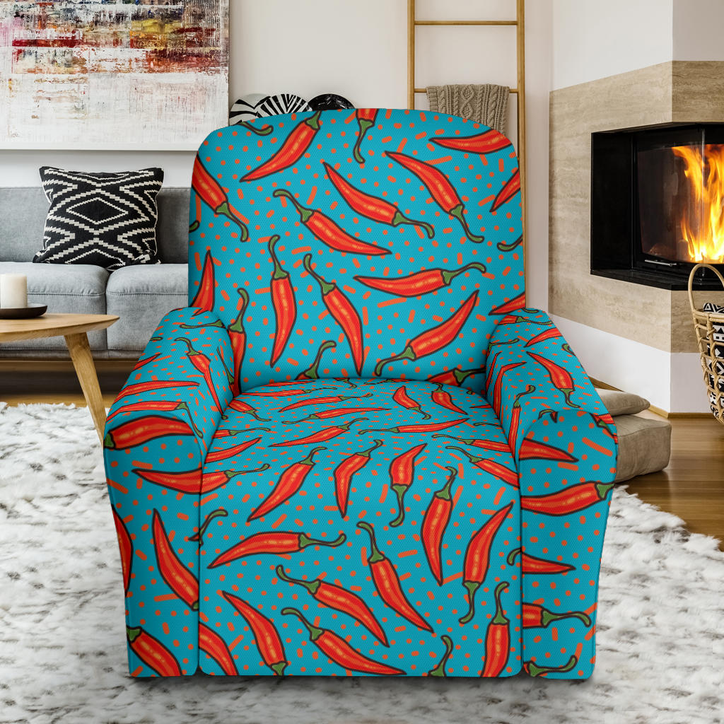 Chilli Pepper Pattern Print Design 05 Recliner Slipcover with Pocket