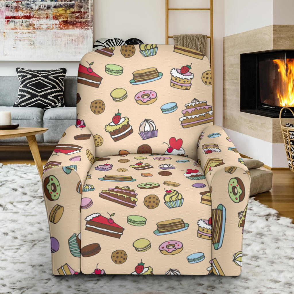 Cake Pattern Print Design 03 Recliner Slipcover with Pocket