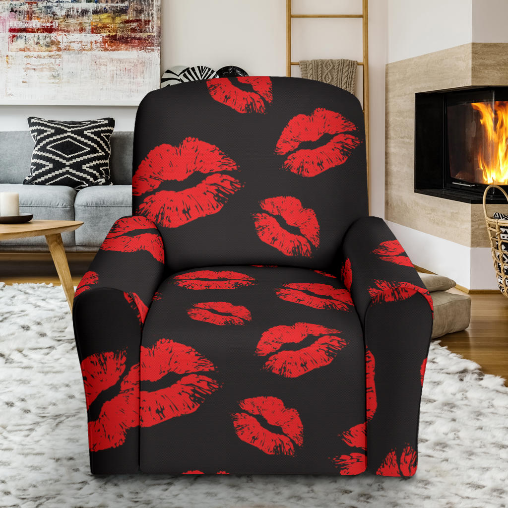 Lip Red Pattern Print Design 02 Recliner Slipcover with Pocket