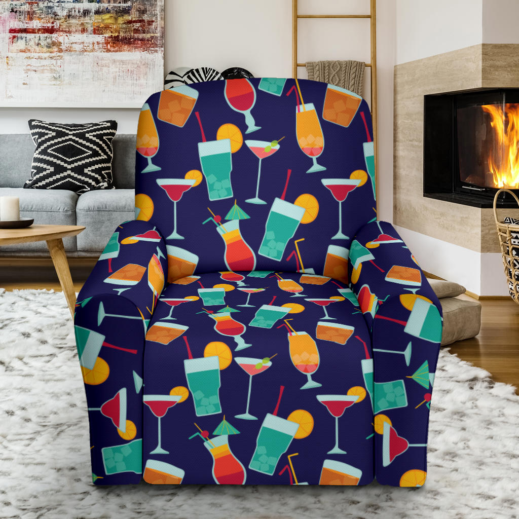 Cocktail Pattern Print Design 06 Recliner Slipcover with Pocket