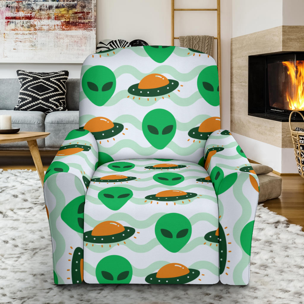 Alien UFO Pattern Print Design 04 Recliner Slipcover with Pocket