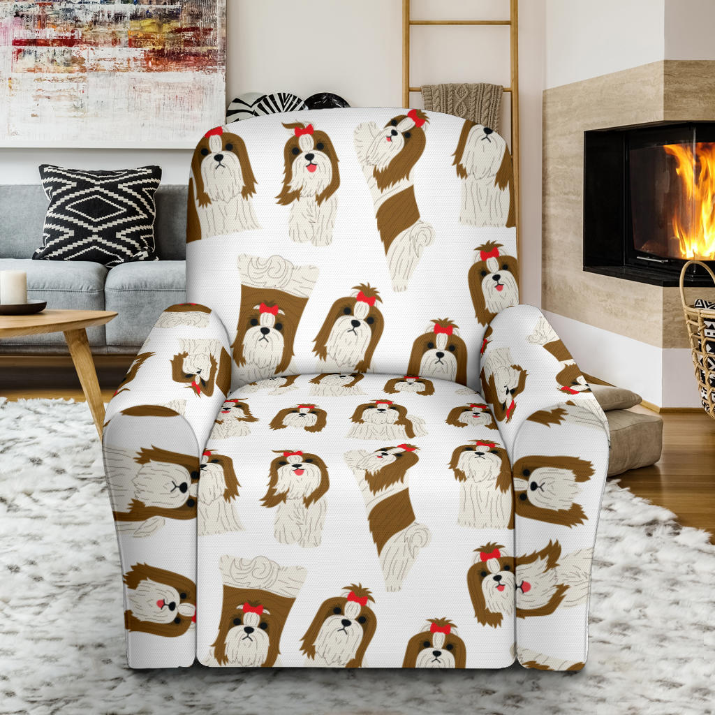 Shih Tzu Print Design LKS302 Recliner Slipcover with Pocket