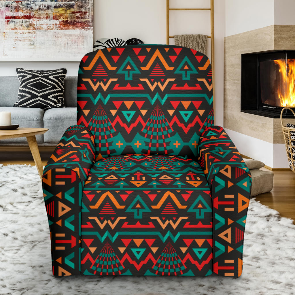 Aztec Pattern Print Design 04 Recliner Slipcover with Pocket