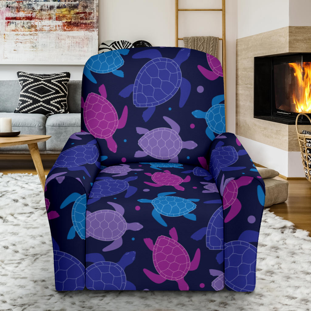 Sea Turtle Print Design LKS309 Recliner Slipcover with Pocket