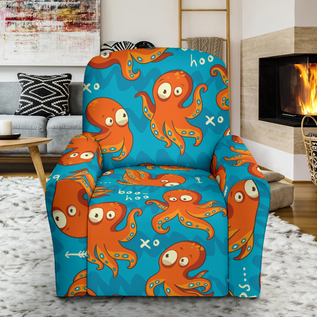 Octopus Pattern Print Design A02 Recliner Slipcover with Pocket
