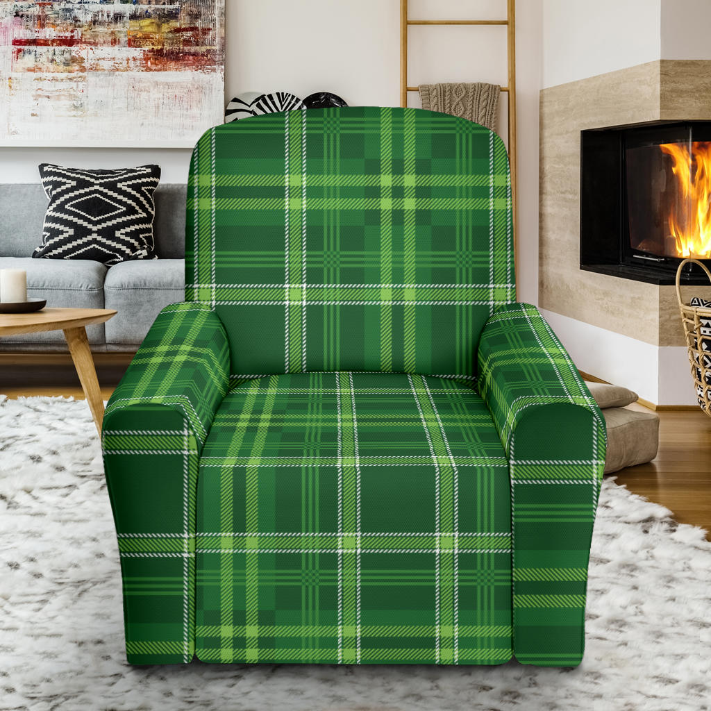 Irish Plaid Pattern Print Design 02 Recliner Slipcover with Pocket