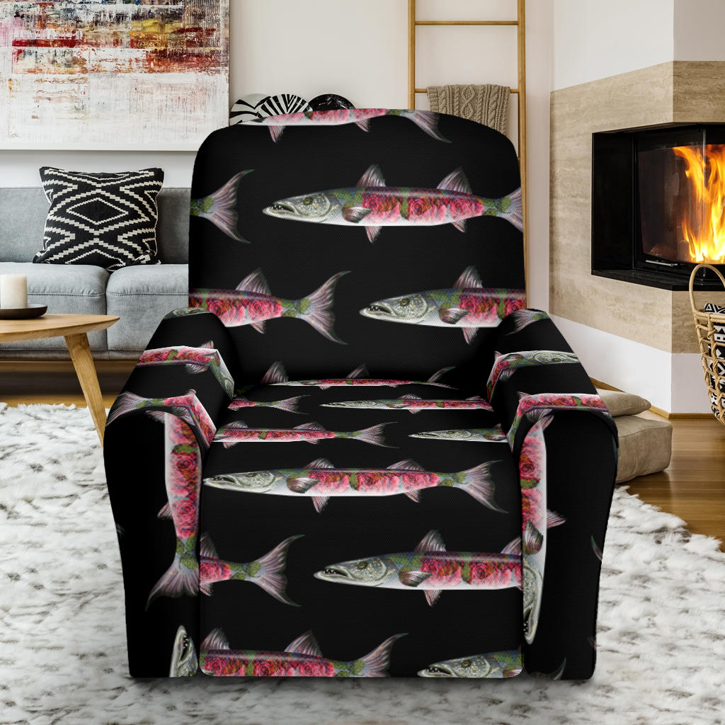 Barracuda Pattern Print Design 02 Recliner Slipcover with Pocket