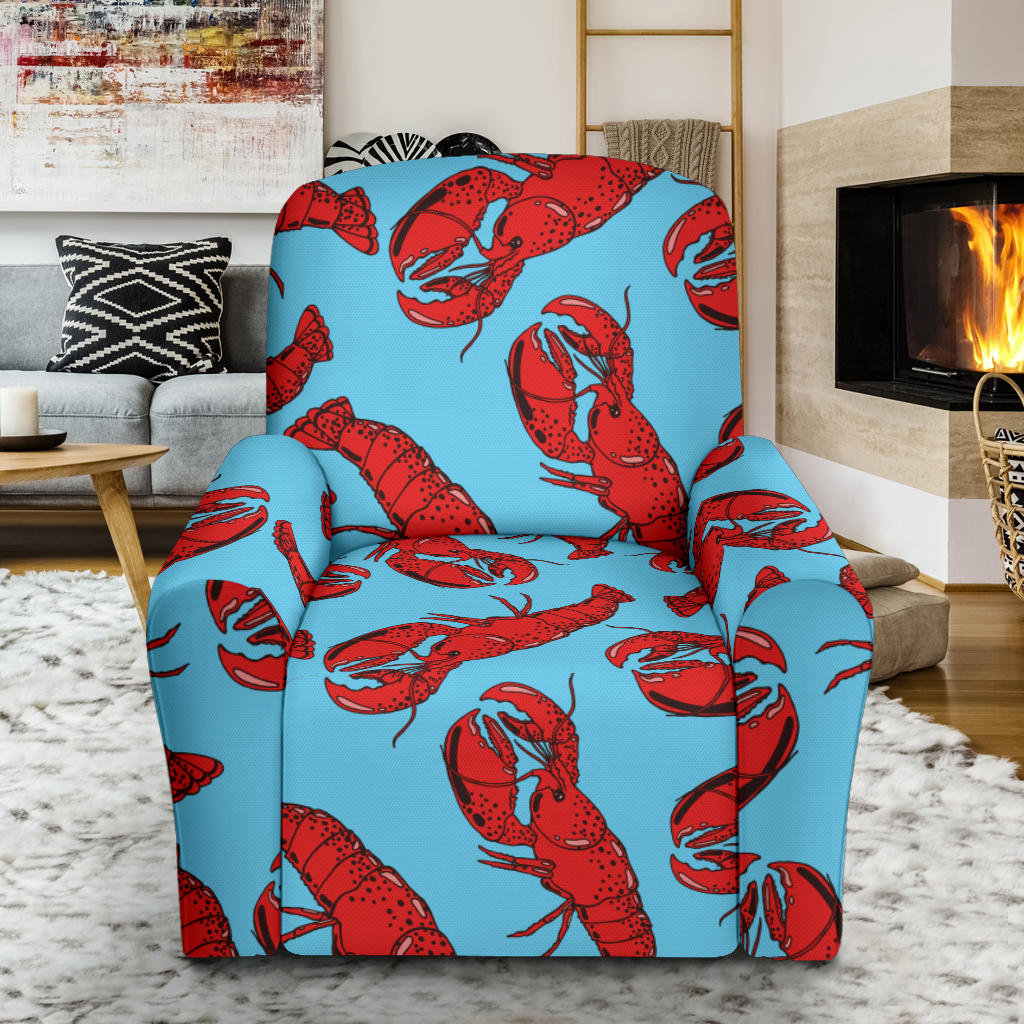 Lobster Red Pattern Print Design 03 Recliner Slipcover with Pocket