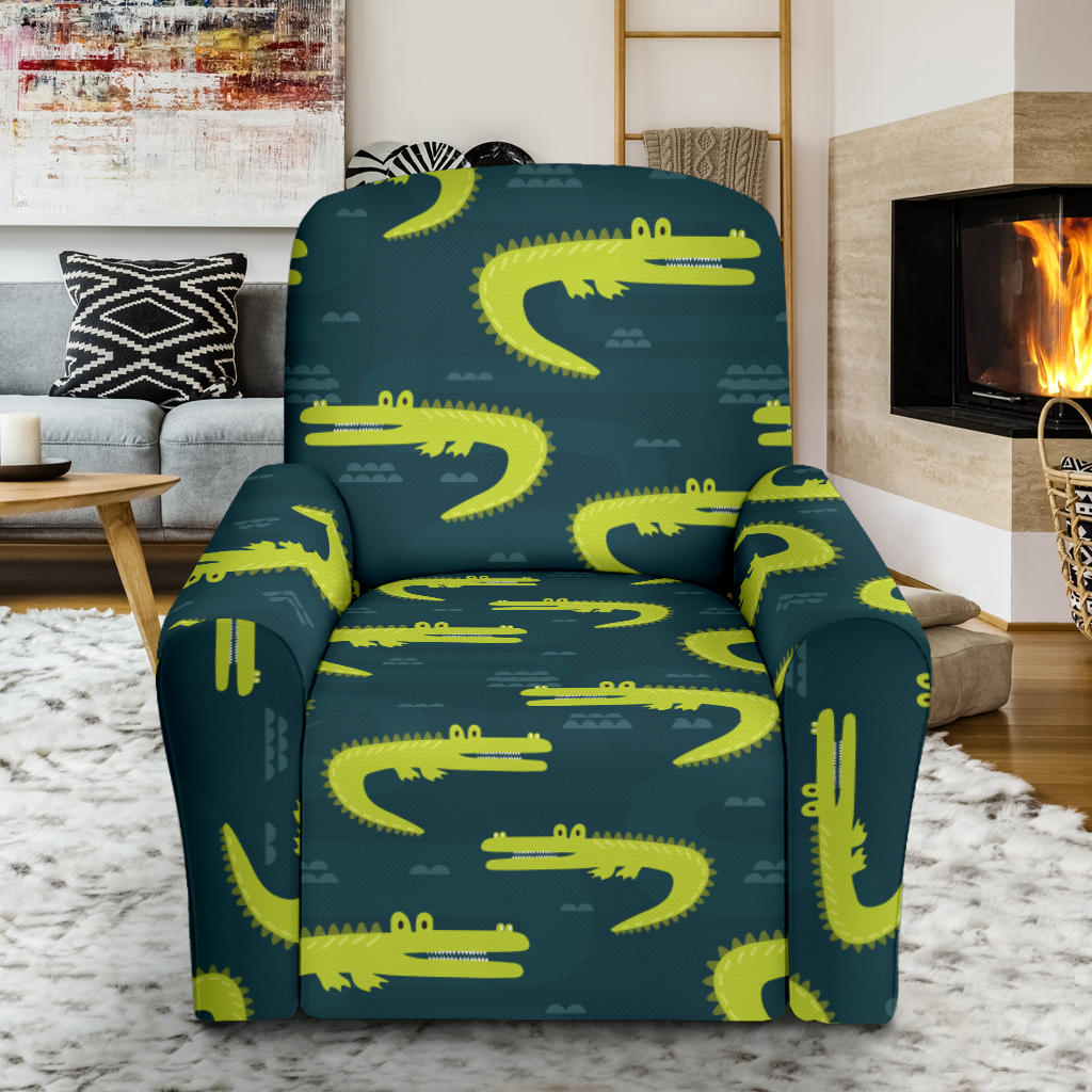 Alligator Pattern Print Design 03 Recliner Slipcover with Pocket