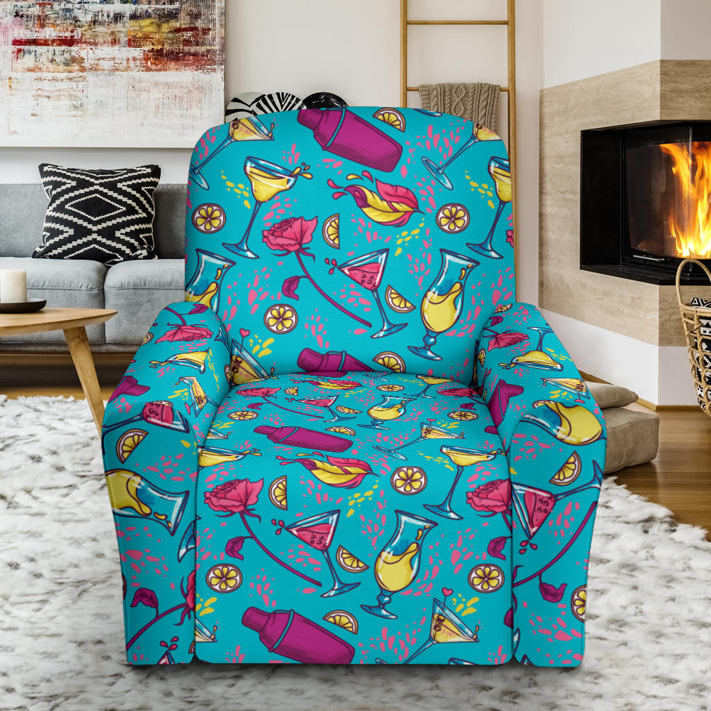 Cocktail Pattern Print Design 03 Recliner Slipcover with Pocket