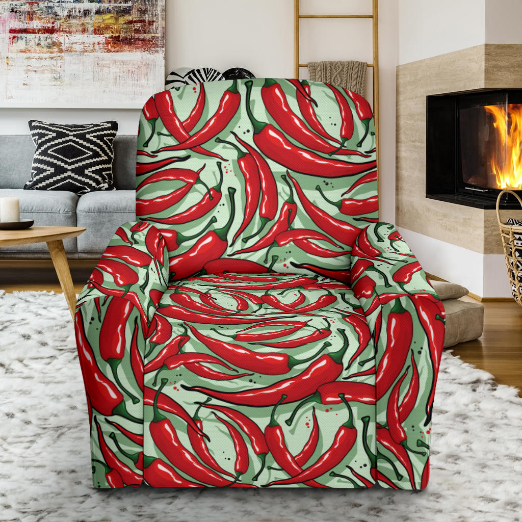 Chilli Pepper Pattern Print Design 04 Recliner Slipcover with Pocket