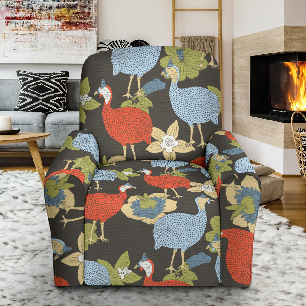 Guinea Fowl Pattern Print Design 02 Recliner Slipcover with Pocket