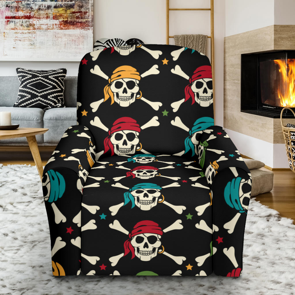 Pirate Pattern Print Design A01 Recliner Slipcover with Pocket