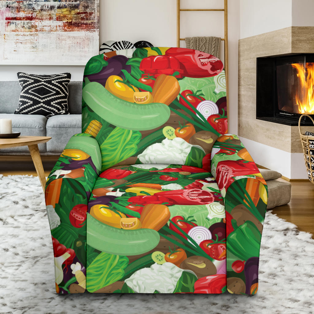 Salad Mix Vegetableprint Design LKS301 Recliner Slipcover with Pocket