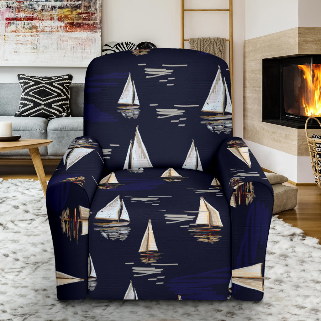 Sailing Ships Pattern Print Design A05 Recliner Slipcover with Pocket