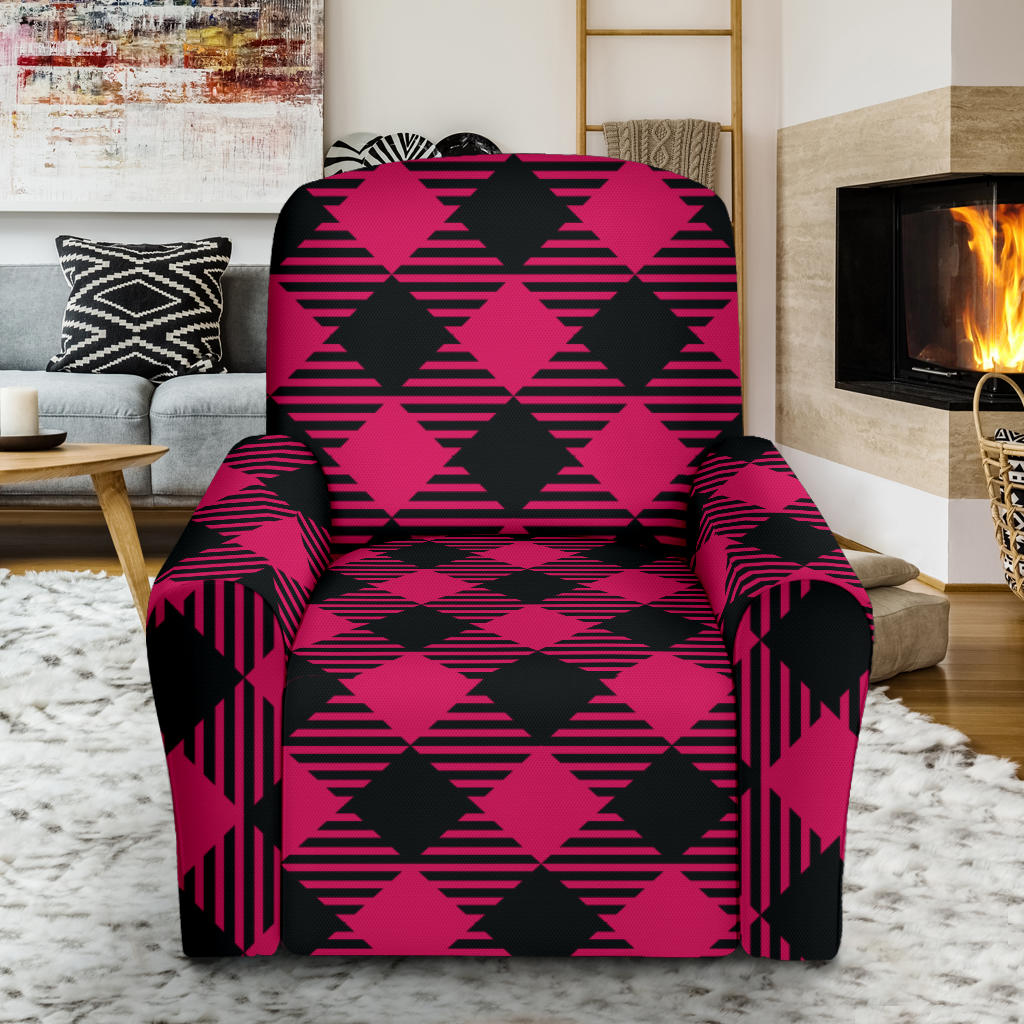 Buffalo check Pink Pattern Print Design 01 Recliner Slipcover with Pocket