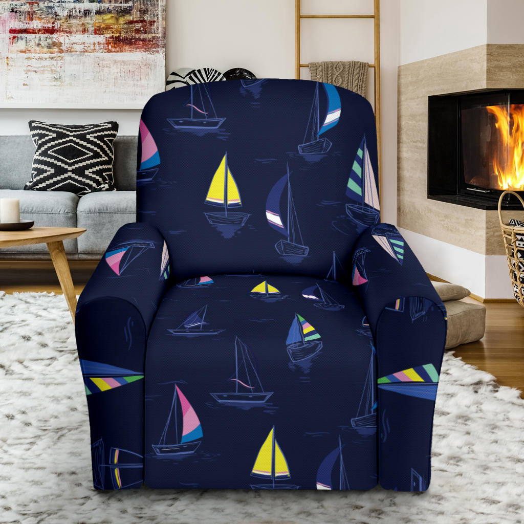 Sailboat Print Design LKS305 Recliner Slipcover with Pocket