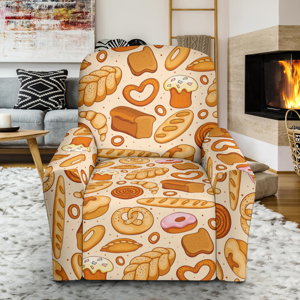 Bread Pattern Print Design 01 Recliner Slipcover with Pocket