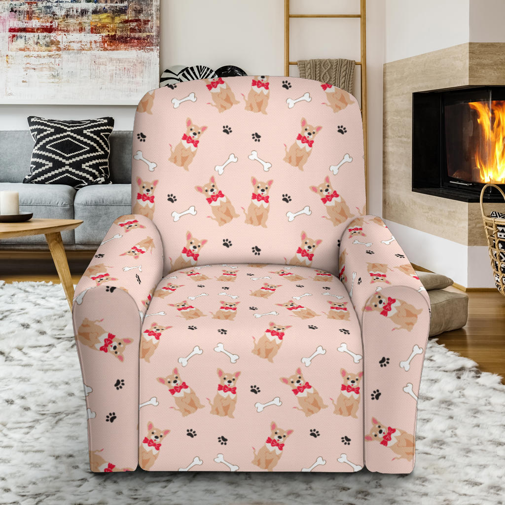 Chihuahua Pattern Print Design 04 Recliner Slipcover with Pocket