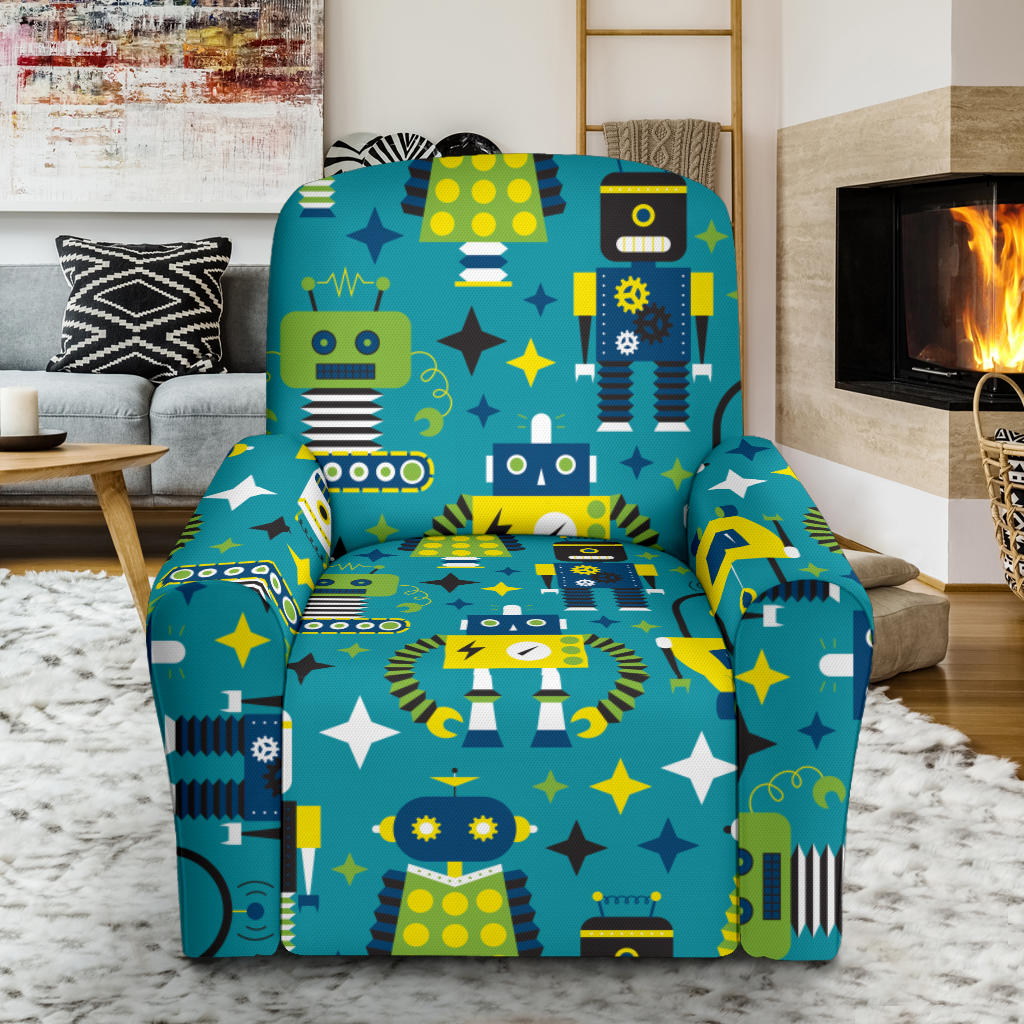 Robot Pattern Print Design A02 Recliner Slipcover with Pocket