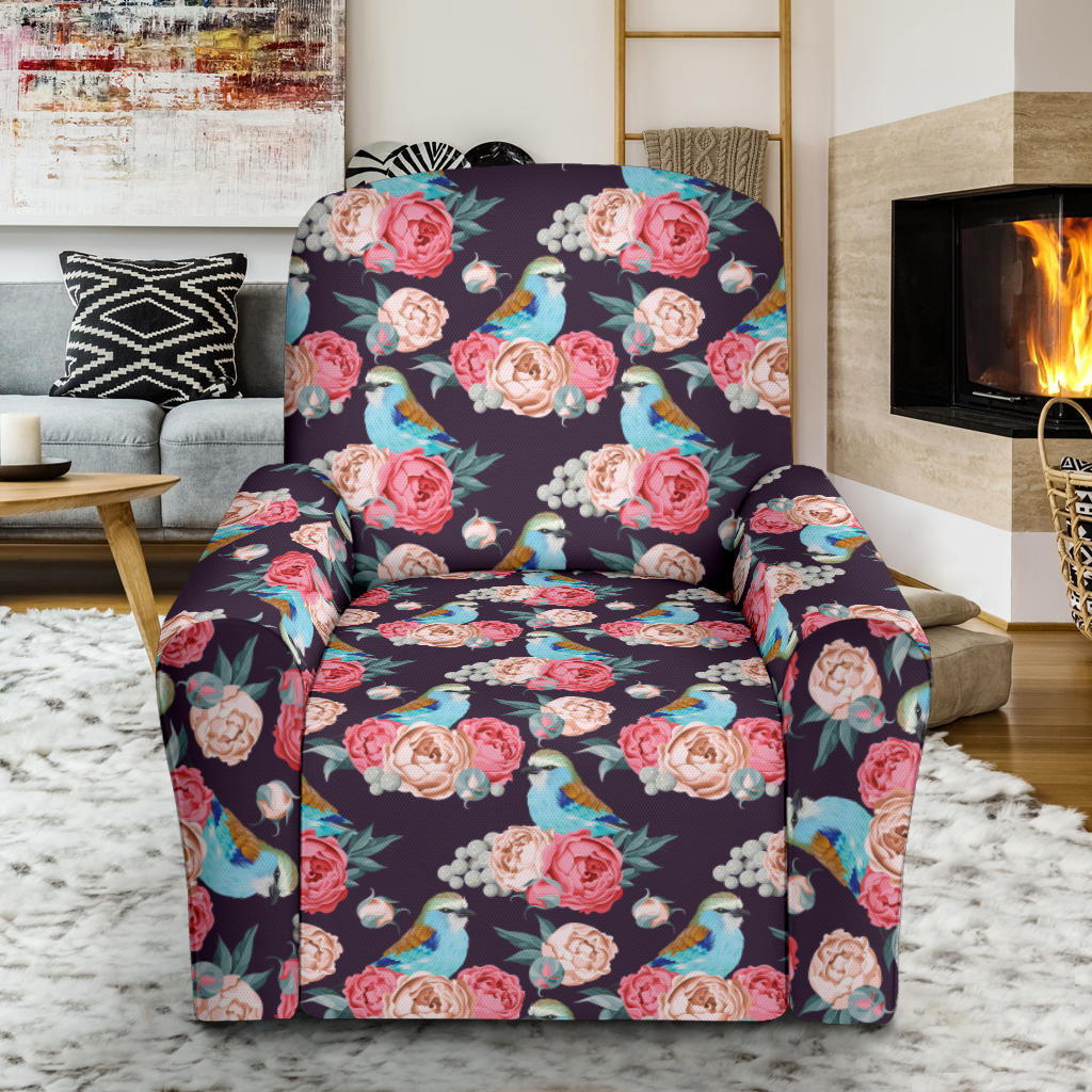 Bluebird Pattern Print Design 02 Recliner Slipcover with Pocket