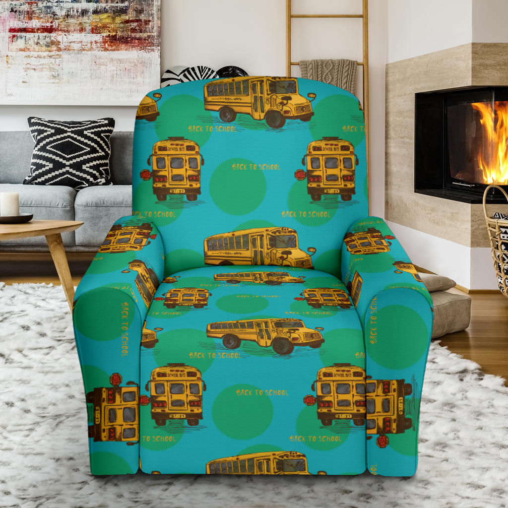 School Bus Print Design LKS308 Recliner Slipcover with Pocket