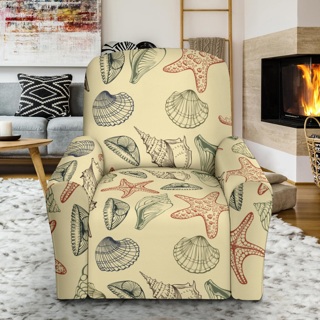 Seashell Print Design LKS305 Recliner Slipcover with Pocket