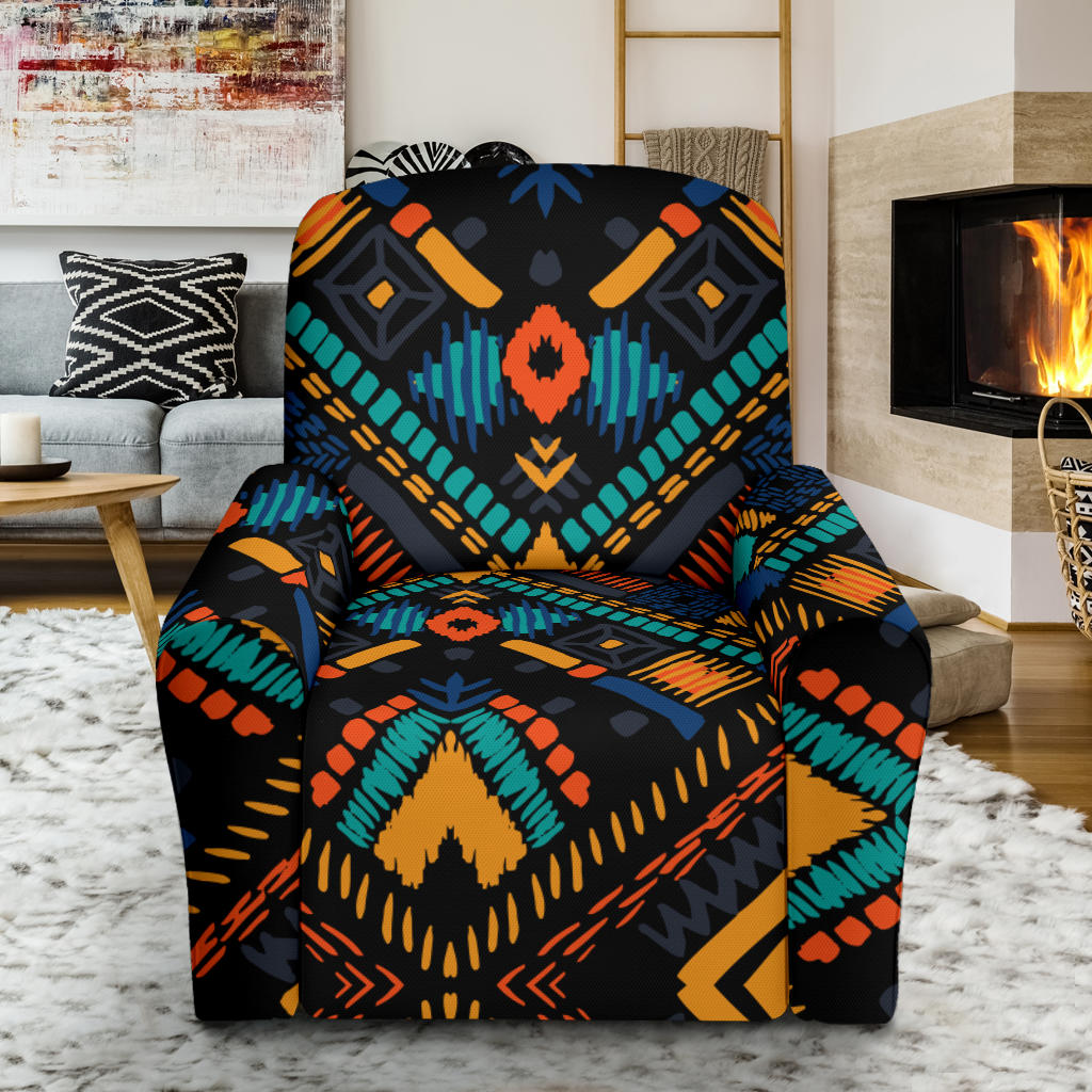 Kente Pattern Print Design 05 Recliner Slipcover with Pocket
