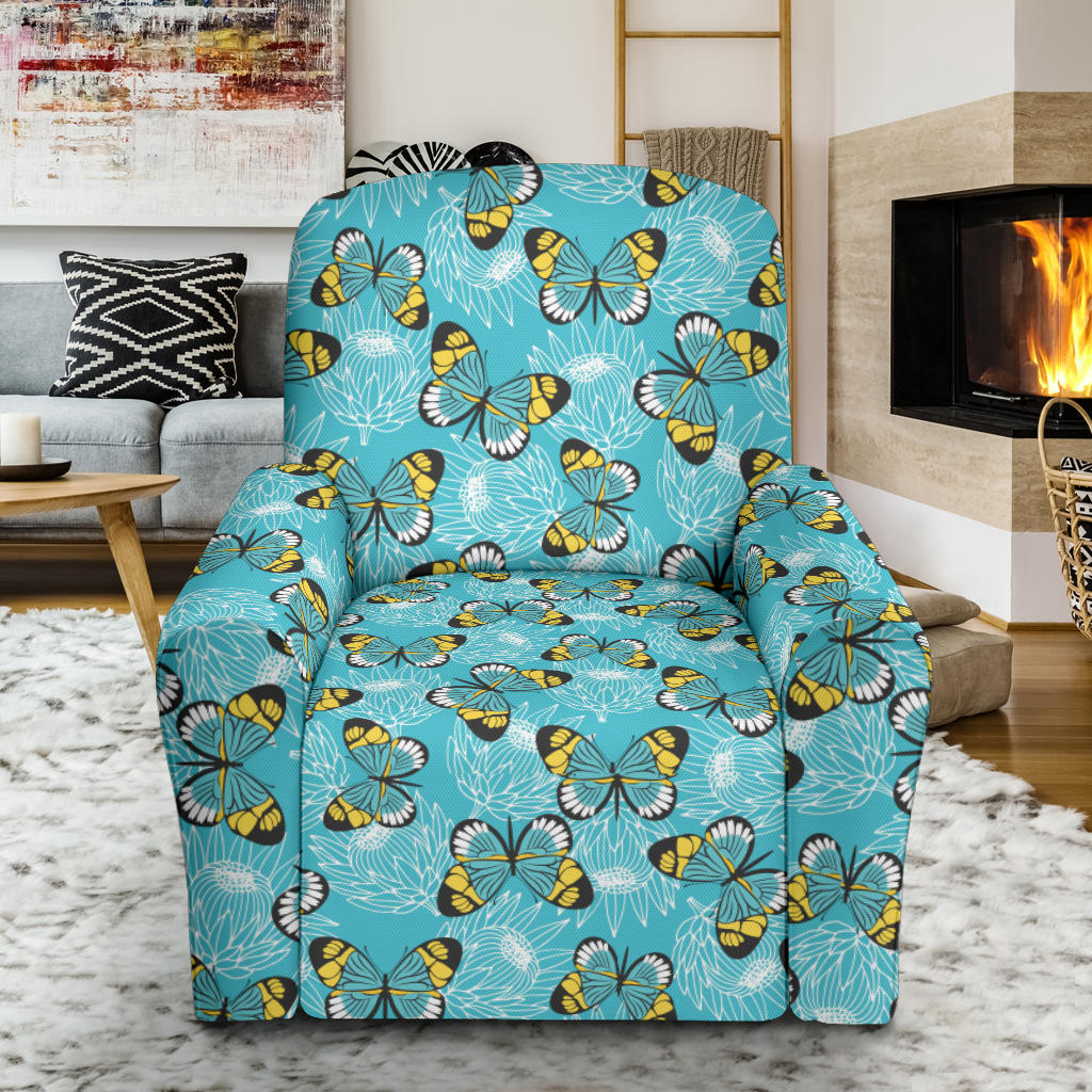 Butterfly Pattern Print Design 010 Recliner Slipcover with Pocket