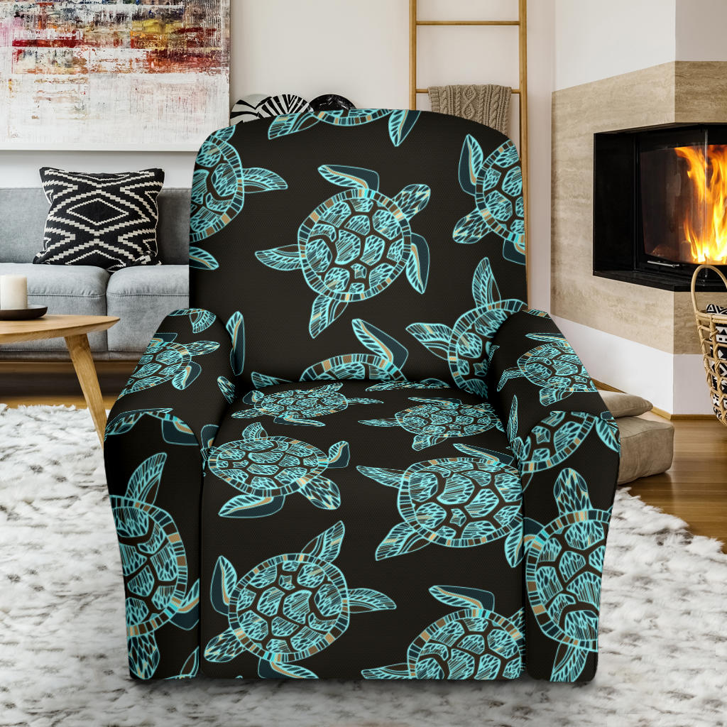 Sea Turtle Print Design LKS302 Recliner Slipcover with Pocket